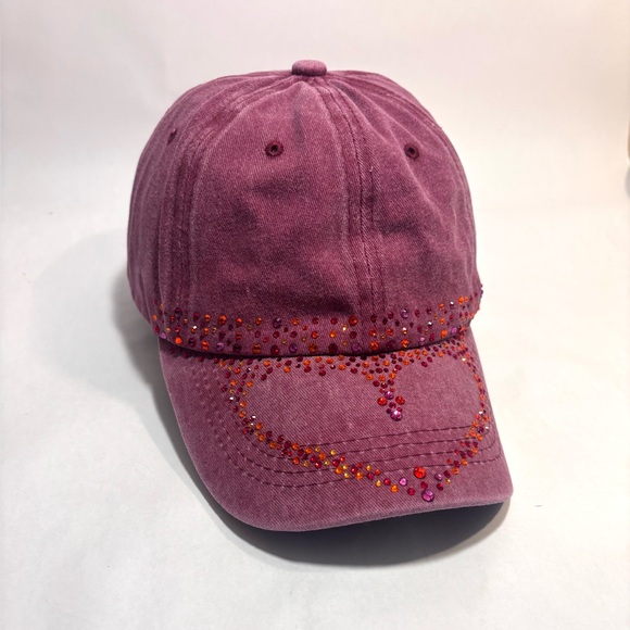 100% Cotton Casual Dusty Rose Rhinestone Bling Hip Hop Style Streetwear Cap Hat - Picture 9 of 9